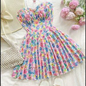 NWOT SHEIN Floral Strapless Mini Dress - Multicolor
